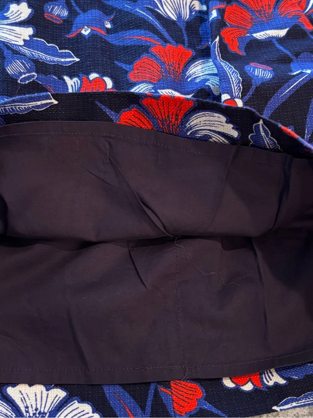 J. Crew Floral Navy Blue Cotton Skirt